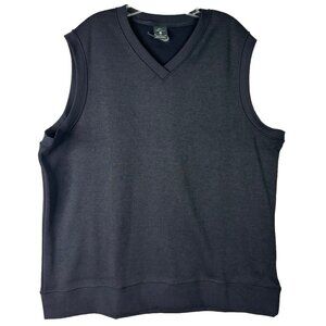 Nike XL Knit Pullover Golf Vest Embroidered Swoosh Dri-Fit Black No Flaws EUC